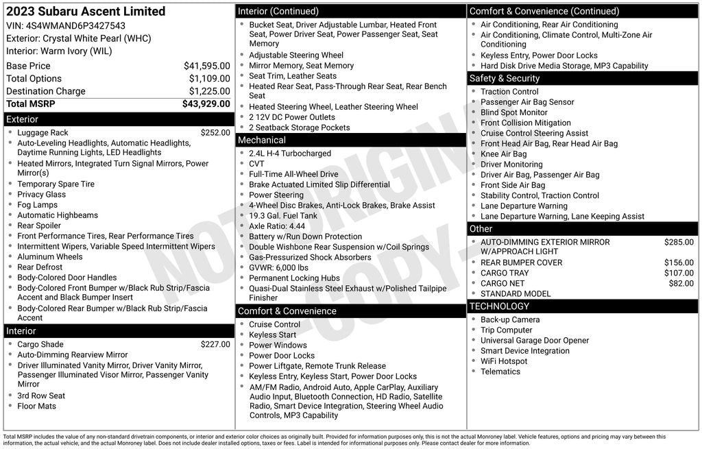 Used 2023 Subaru Ascent Limited SUV