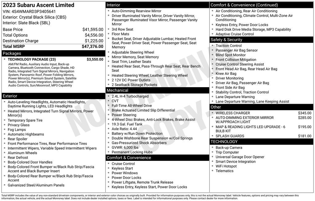 Used 2023 Subaru Ascent Limited SUV