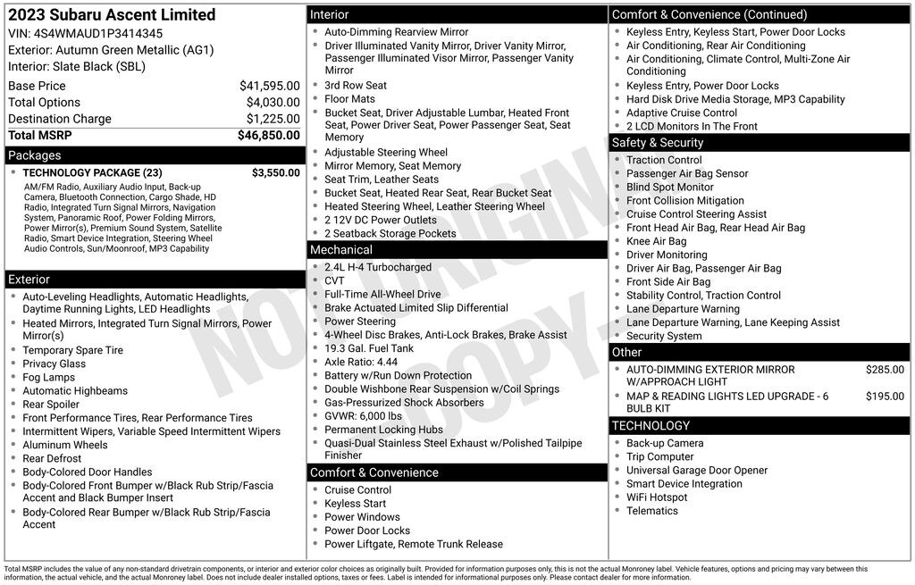 Used 2023 Subaru Ascent Limited SUV