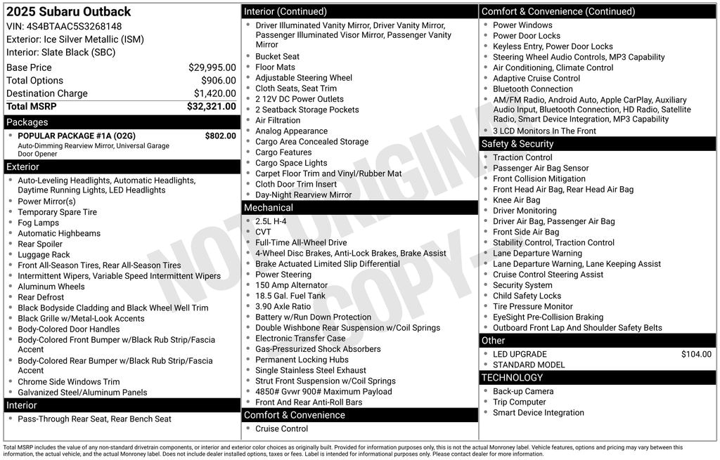 Used 2025 Subaru Outback 2.5i SUV