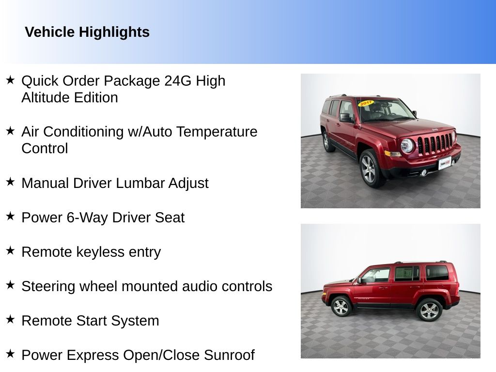 Used 2017 Jeep Patriot High Altitude Edition with VIN 1C4NJPFA0HD187806 for sale in Toledo, OH