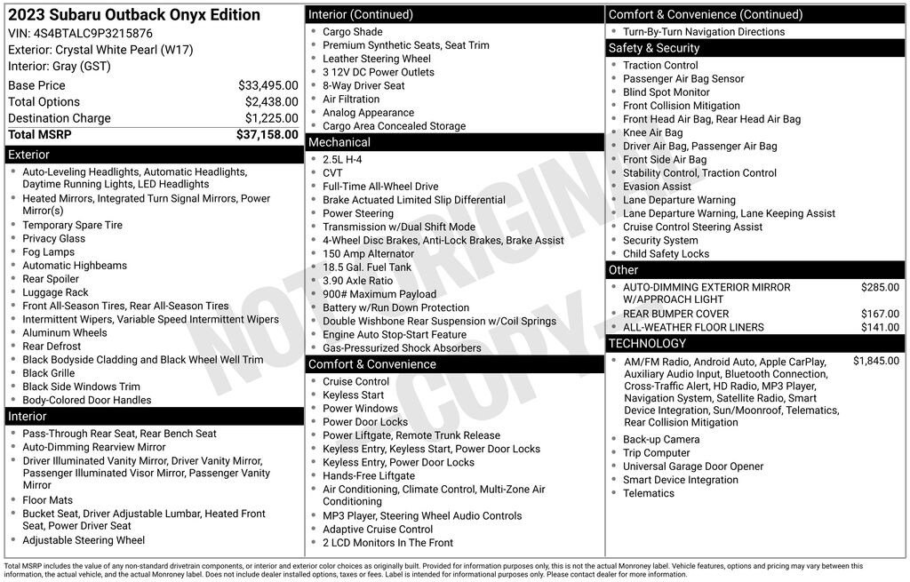 Used 2023 Subaru Outback Onyx Edition SUV