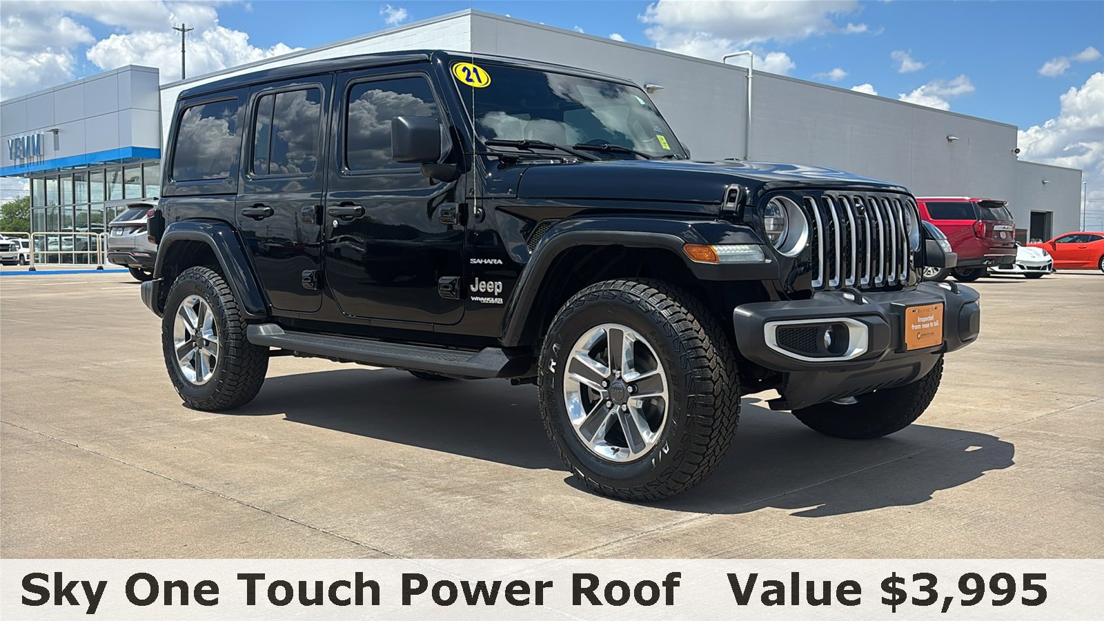 Used 2021 Jeep Wrangler Unlimited Sahara with VIN 1C4HJXEN7MW518607 for sale in Galesburg, IL