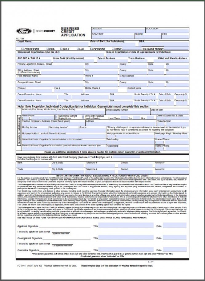 credit application form york