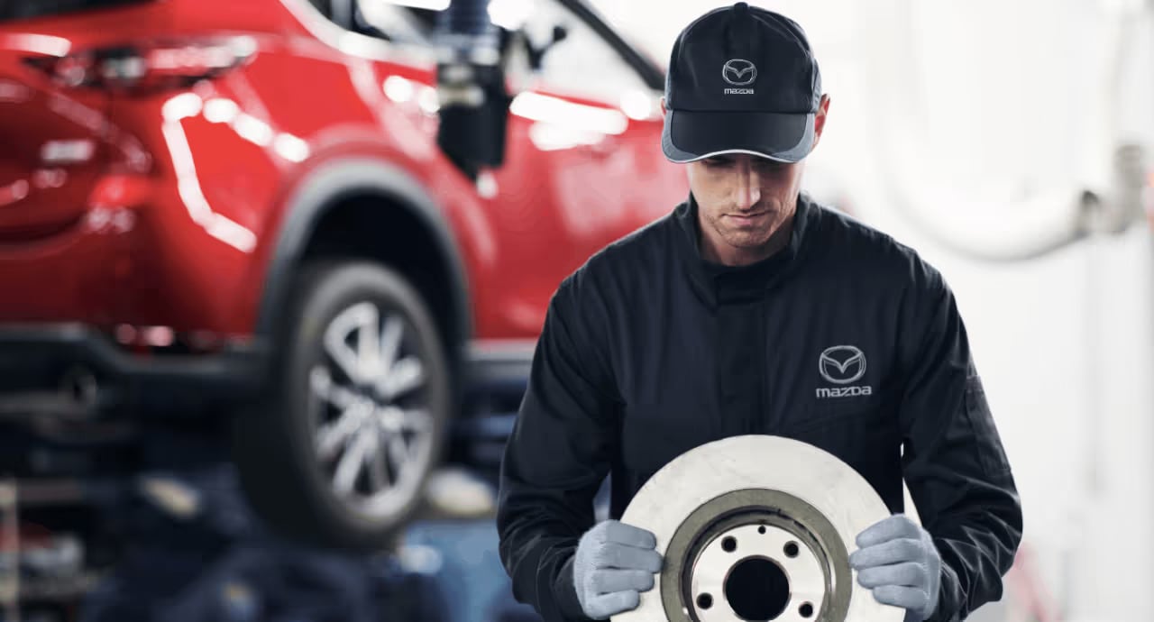 Mazda vehicle in the service department at Young Mazda Missoula
