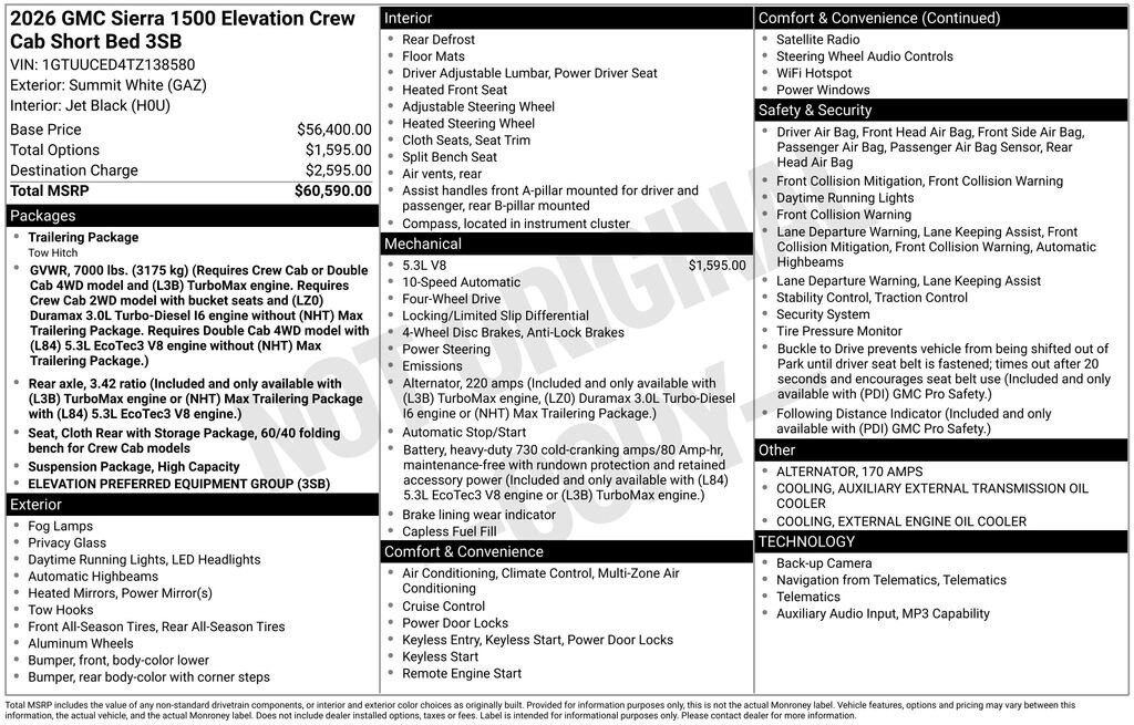 New 2026 GMC Sierra 1500 Elevation Truck