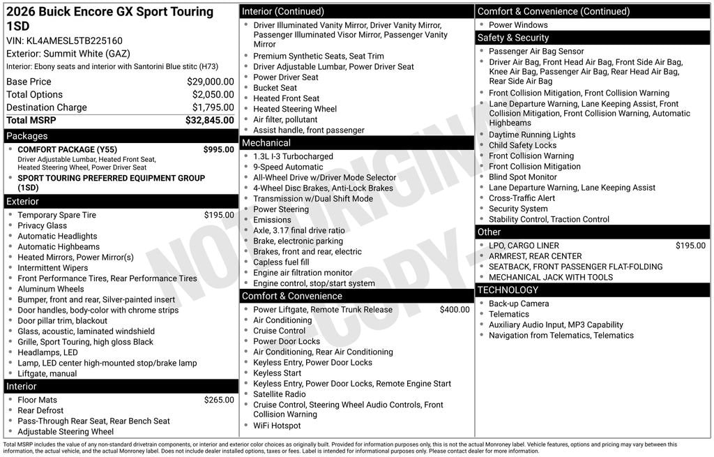 New 2026 Buick Encore GX Sport Touring SUV