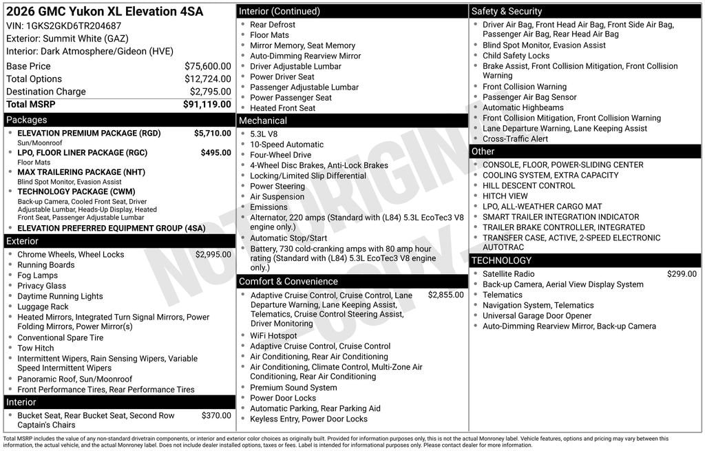 2026 GMC Yukon XL Elevation's photo