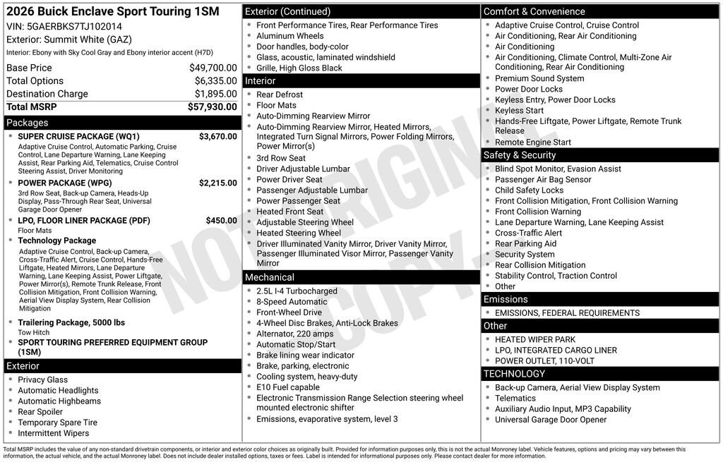 New 2026 Buick Enclave Sport Touring SUV