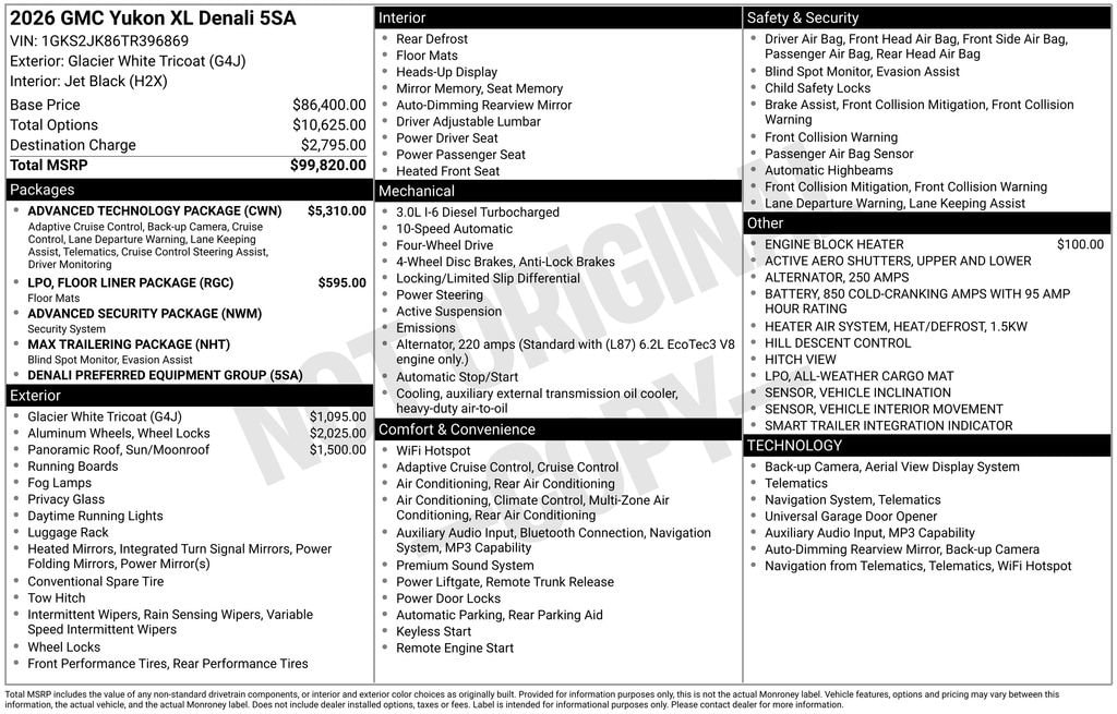 New 2026 GMC Yukon XL Denali SUV