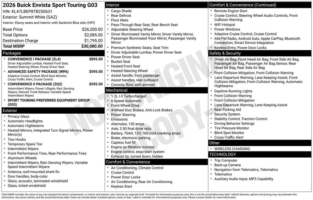 New 2026 Buick Envista Sport Touring SUV