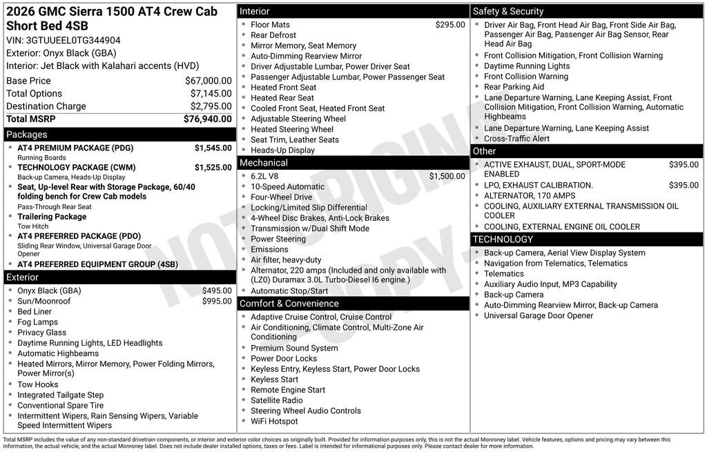 New 2026 GMC Sierra 1500 AT4 Truck