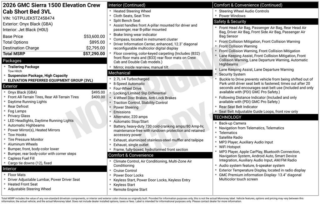 New 2026 GMC Sierra 1500 Elevation Truck