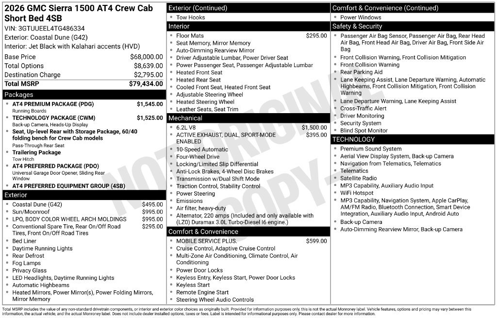 New 2026 GMC Sierra 1500 AT4 Truck