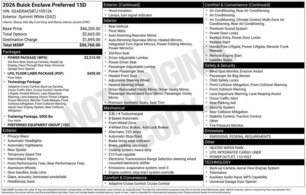 New 2026 Buick Enclave Preferred SUV