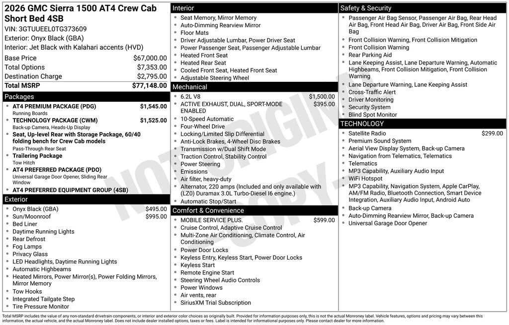New 2026 GMC Sierra 1500 AT4 Truck
