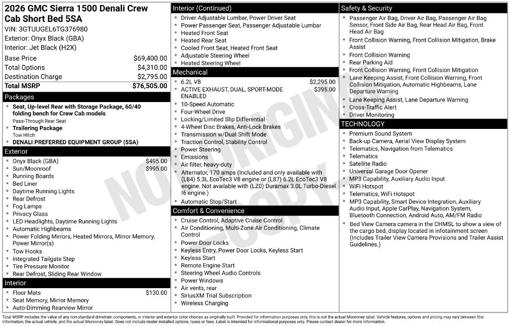 New 2026 GMC Sierra 1500 Denali Truck