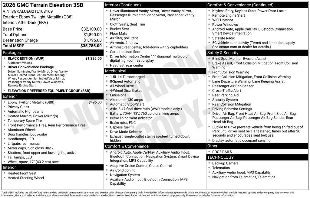 2026 GMC Terrain Elevation's photo