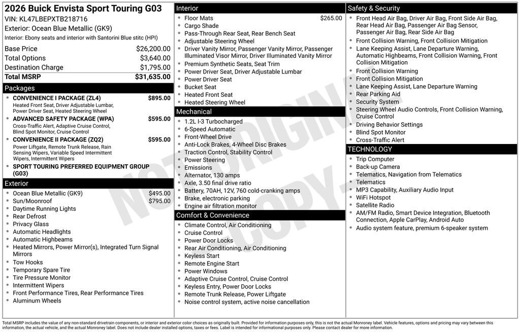 New 2026 Buick Envista Sport Touring SUV