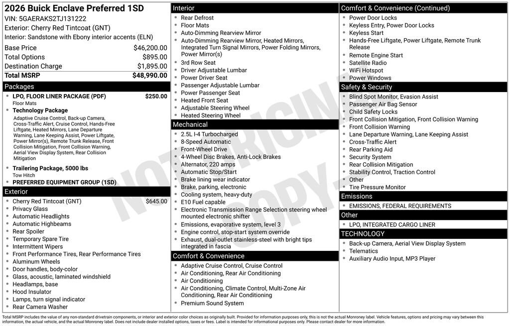 New 2026 Buick Enclave Preferred SUV