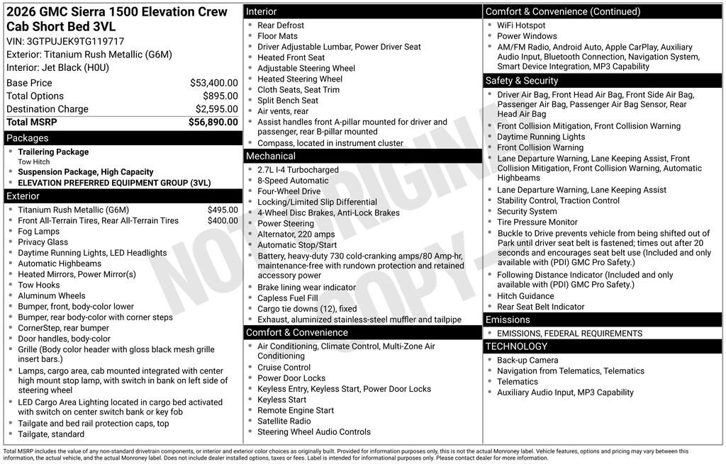 New 2026 GMC Sierra 1500 Elevation Truck