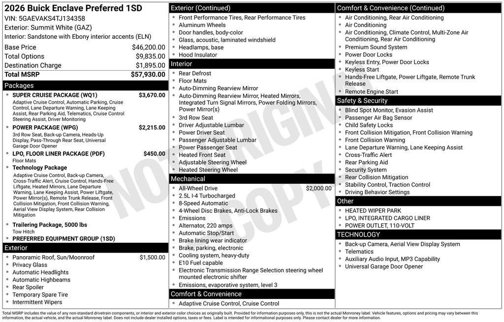 New 2026 Buick Enclave Preferred SUV