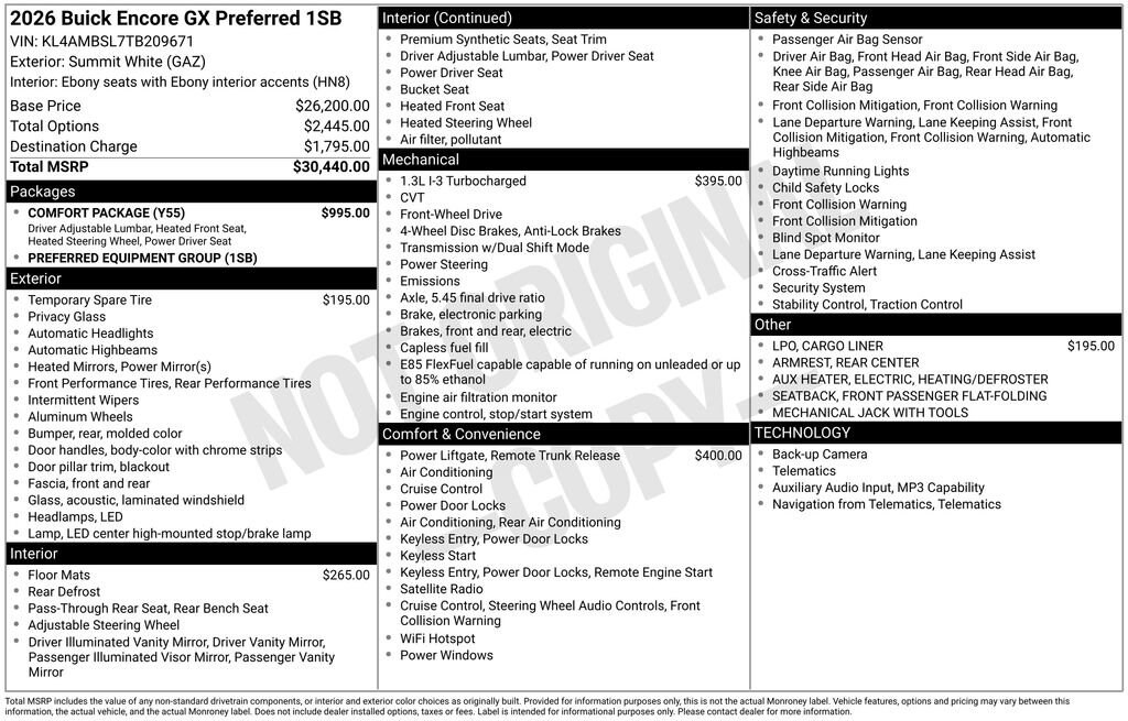 New 2026 Buick Encore GX Preferred SUV