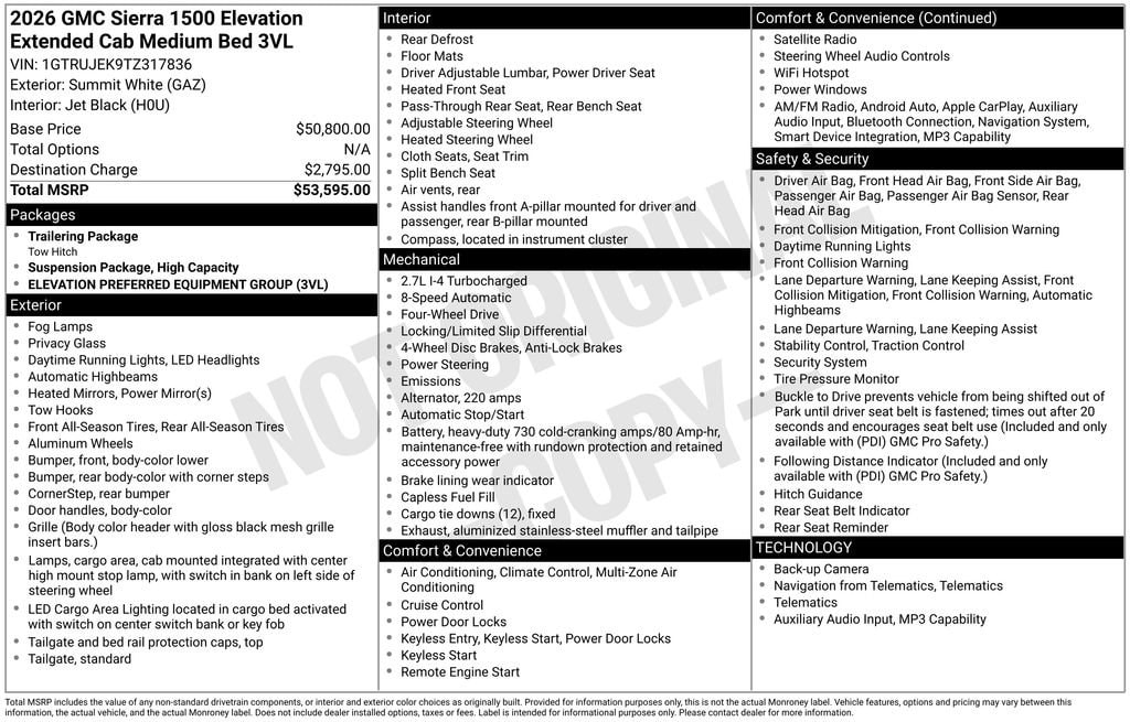 New 2026 GMC Sierra 1500 Elevation Truck