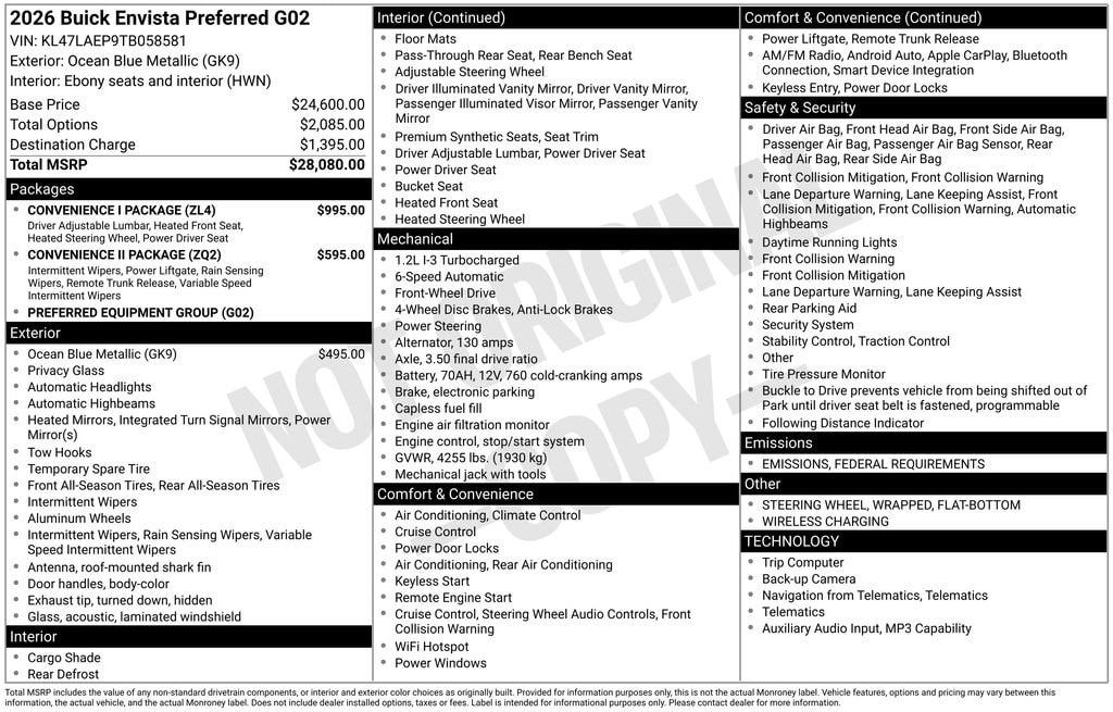 New 2026 Buick Envista Preferred SUV