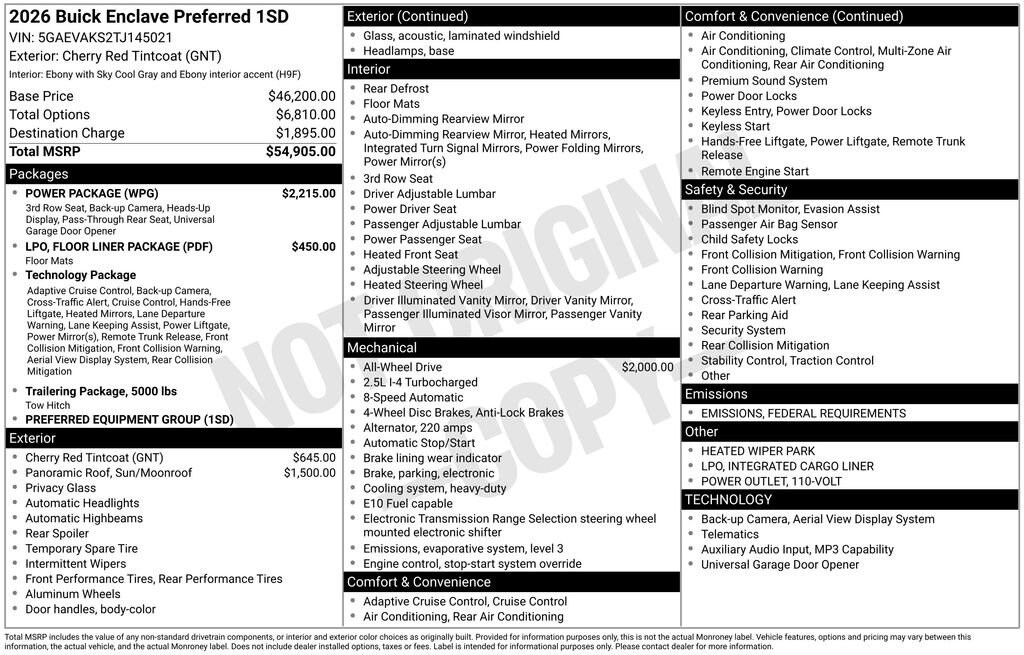 New 2026 Buick Enclave Preferred SUV