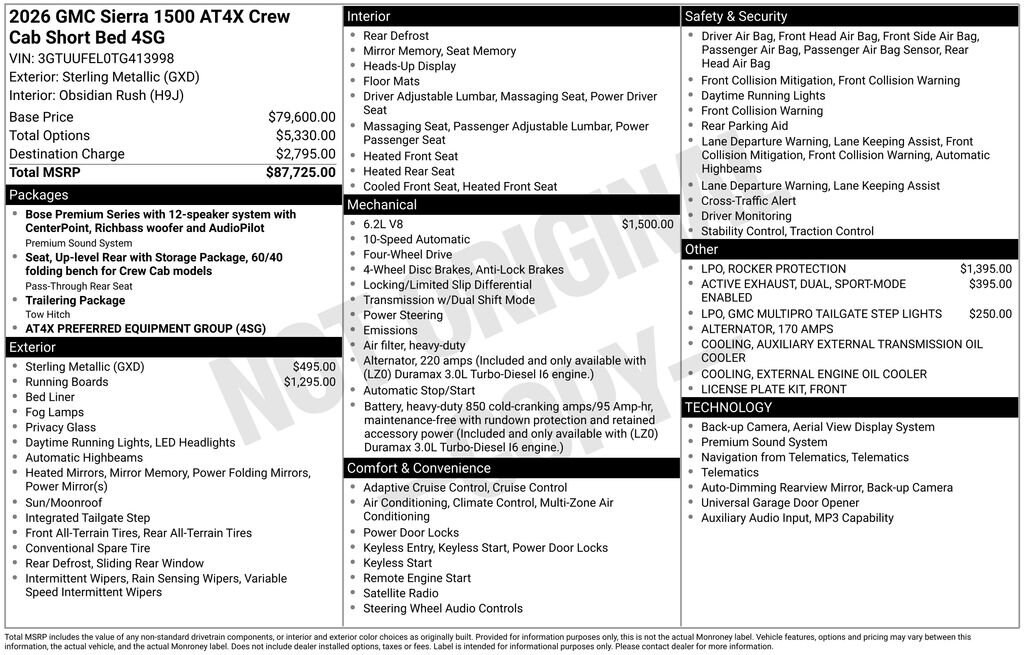 New 2026 GMC Sierra 1500 AT4X Truck