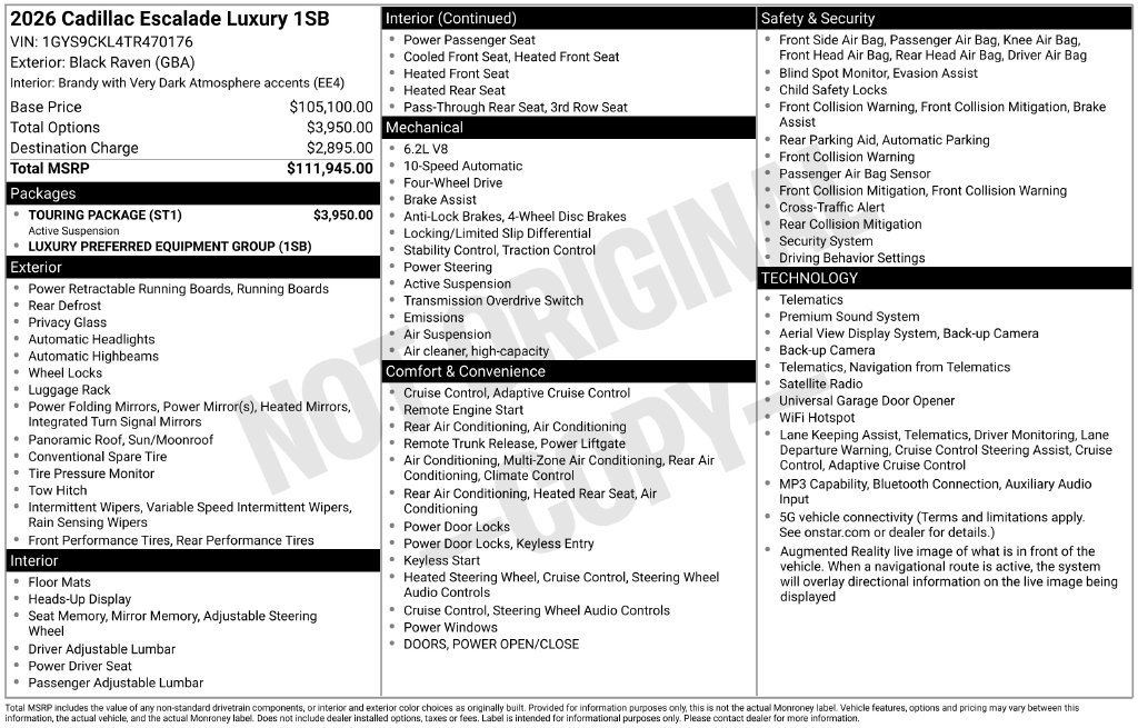 New 2026 CADILLAC Escalade Luxury SUV