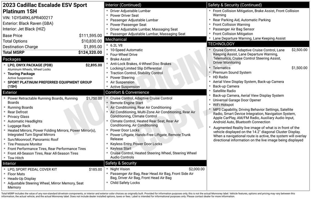 Used 2023 CADILLAC Escalade ESV Sport Platinum SUV