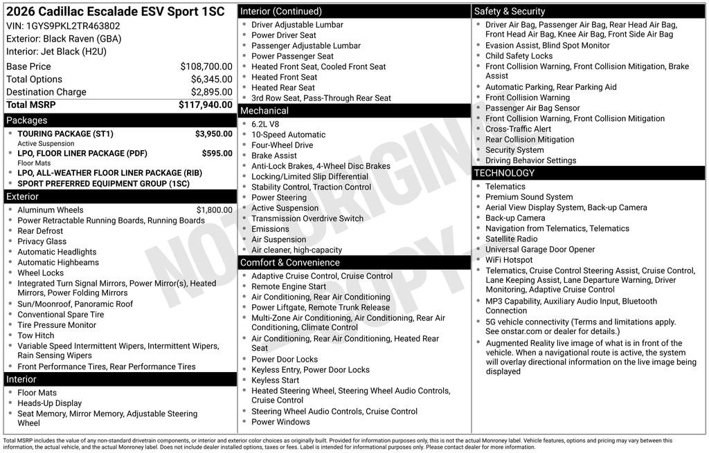New 2026 CADILLAC Escalade ESV Sport SUV