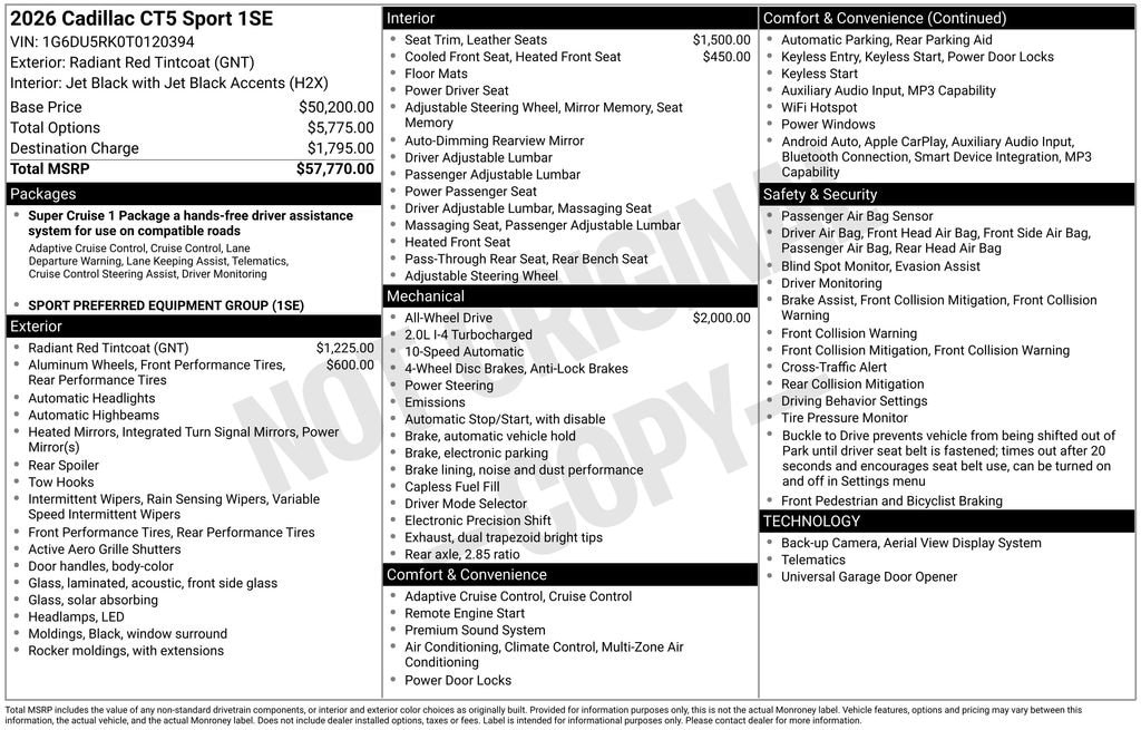 New 2026 CADILLAC CT5 Sport Sedan