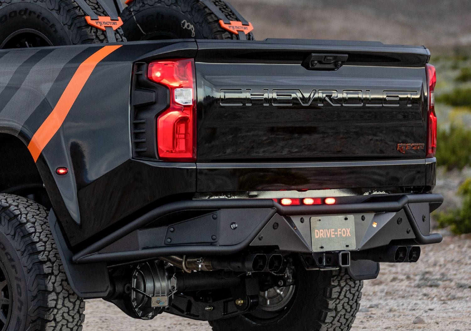 Baja Kits long travel suspension with FOX 3.2 IBP Live Valve coilovers on Silverado 1500