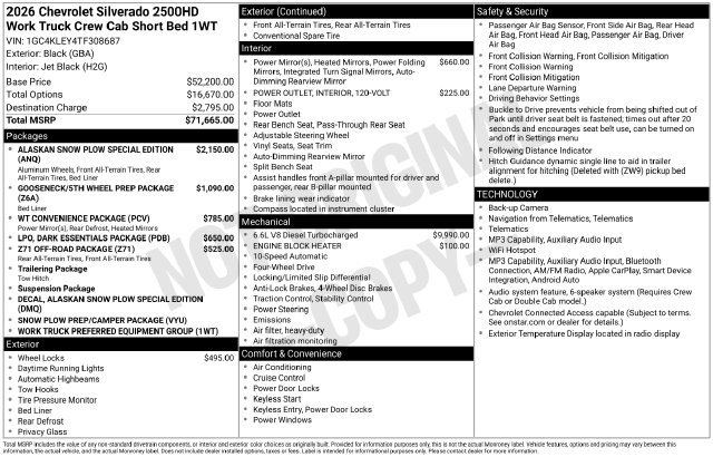 New 2026 Chevrolet Silverado 2500 HD WT Truck