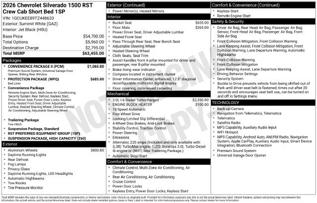 New 2026 Chevrolet Silverado 1500 RST Truck