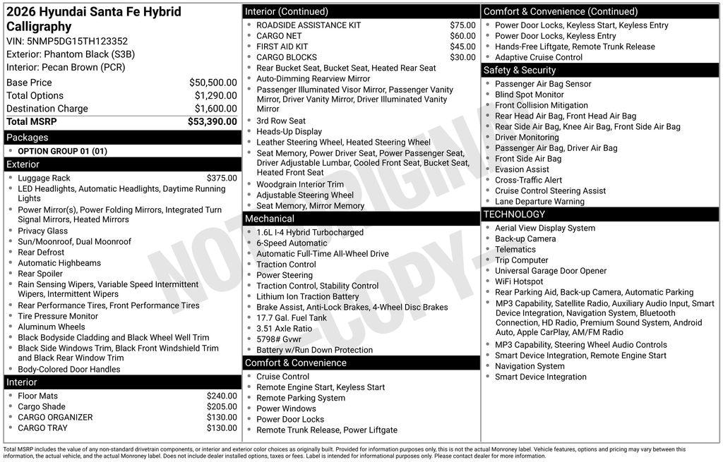 New 2026 Hyundai Santa Fe Hybrid Calligraphy SUV