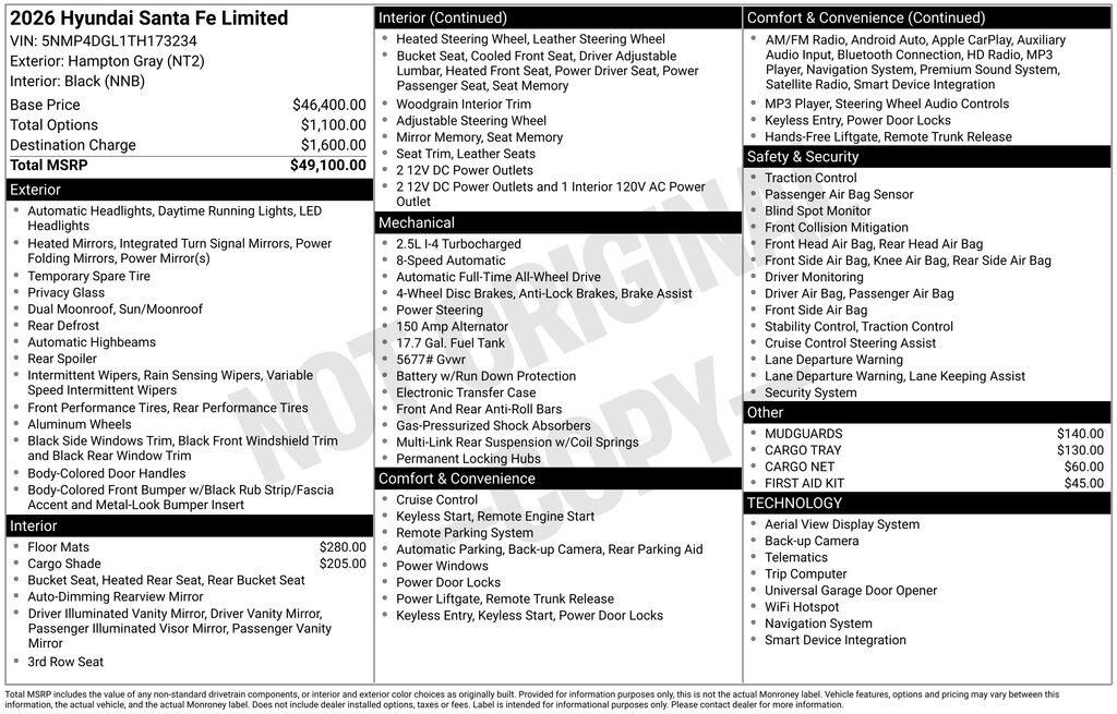 New 2026 Hyundai Santa Fe Limited AWD SUV