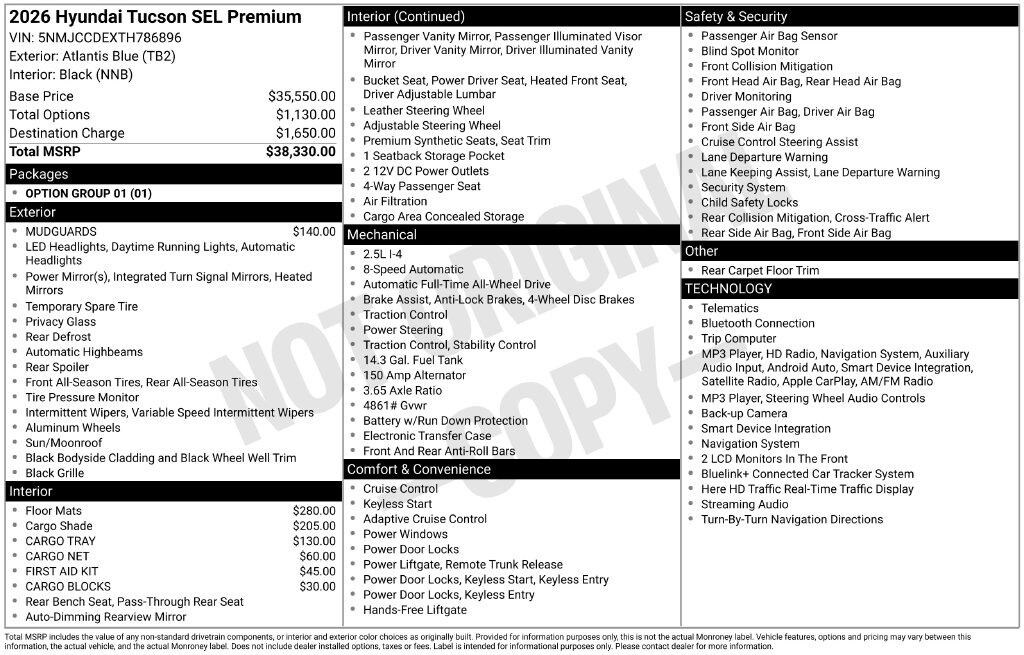 New 2026 Hyundai Tucson SEL Premium AWD SUV