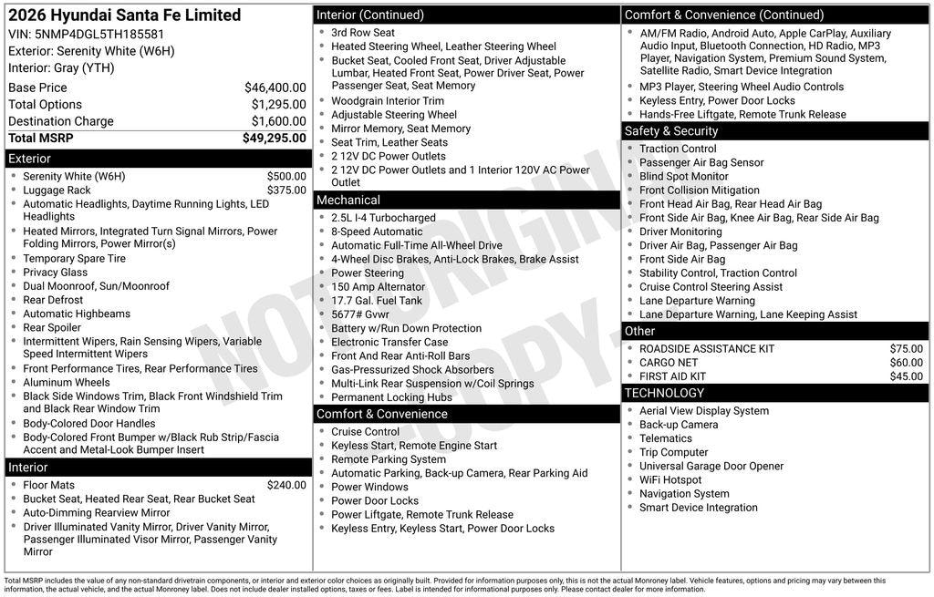 New 2026 Hyundai Santa Fe Limited AWD SUV