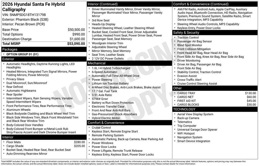 New 2026 Hyundai Santa Fe Hybrid Calligraphy SUV