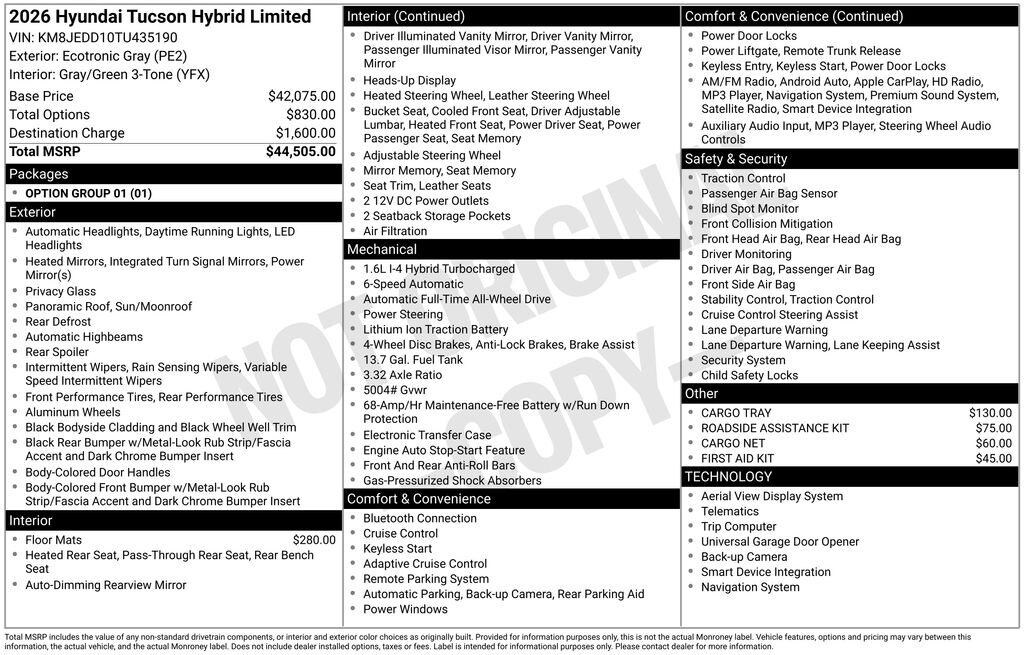 New 2026 Hyundai Tucson Hybrid Limited SUV
