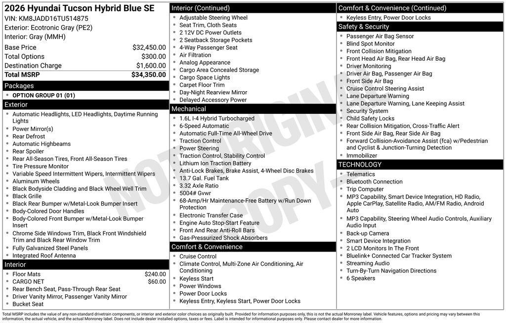 New 2026 Hyundai Tucson Hybrid Blue SUV
