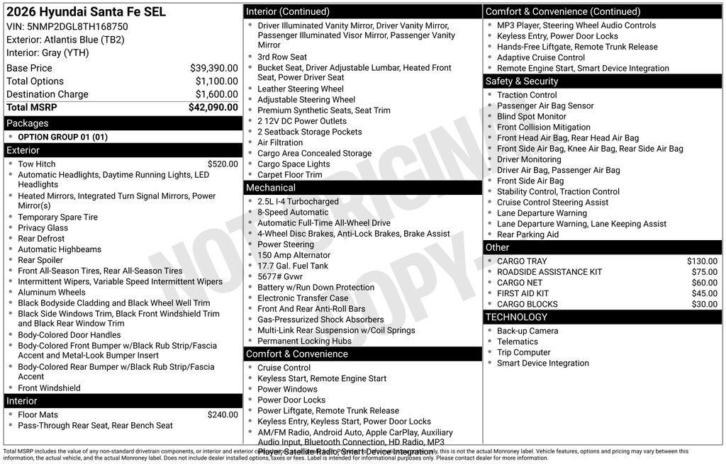 New 2026 Hyundai Santa Fe SEL AWD SUV