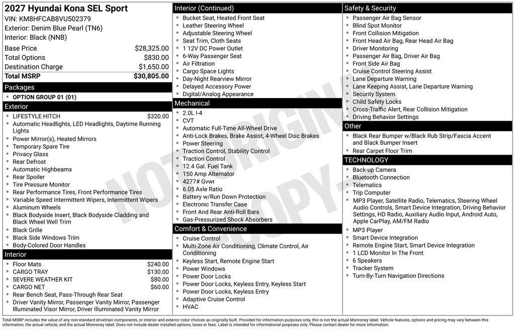 New 2027 Hyundai Kona SEL Sport AWD SUV