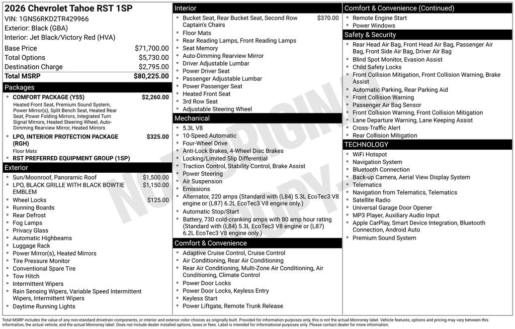 New 2026 Chevrolet Tahoe RST SUV