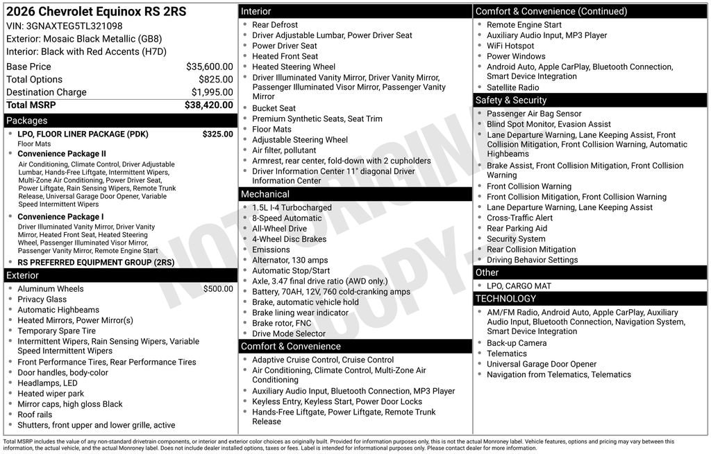 New 2026 Chevrolet Equinox RS SUV