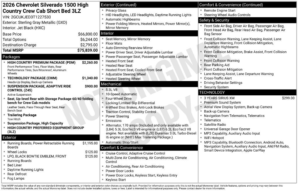 New 2026 Chevrolet Silverado 1500 High Country Truck